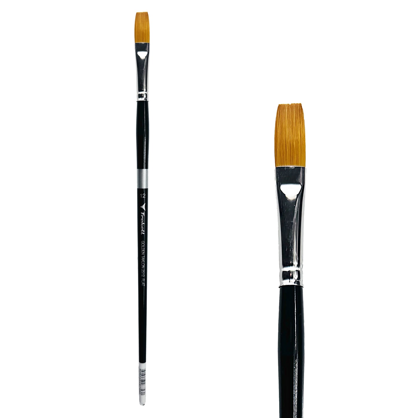 Trekell Golden Taklon Long Handle Artist Brush - Size #12 Flat