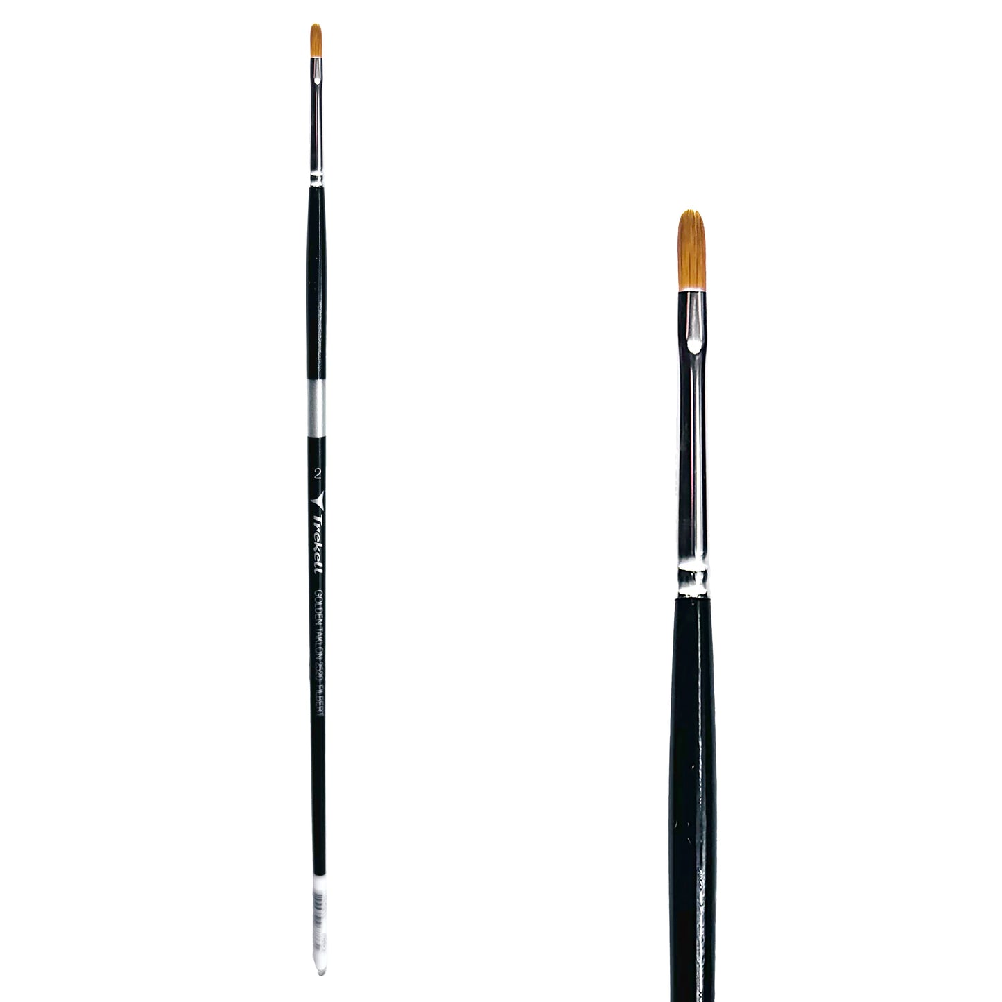 Trekell Golden Taklon Long Handle Artist Brush - Size #2 Filbert