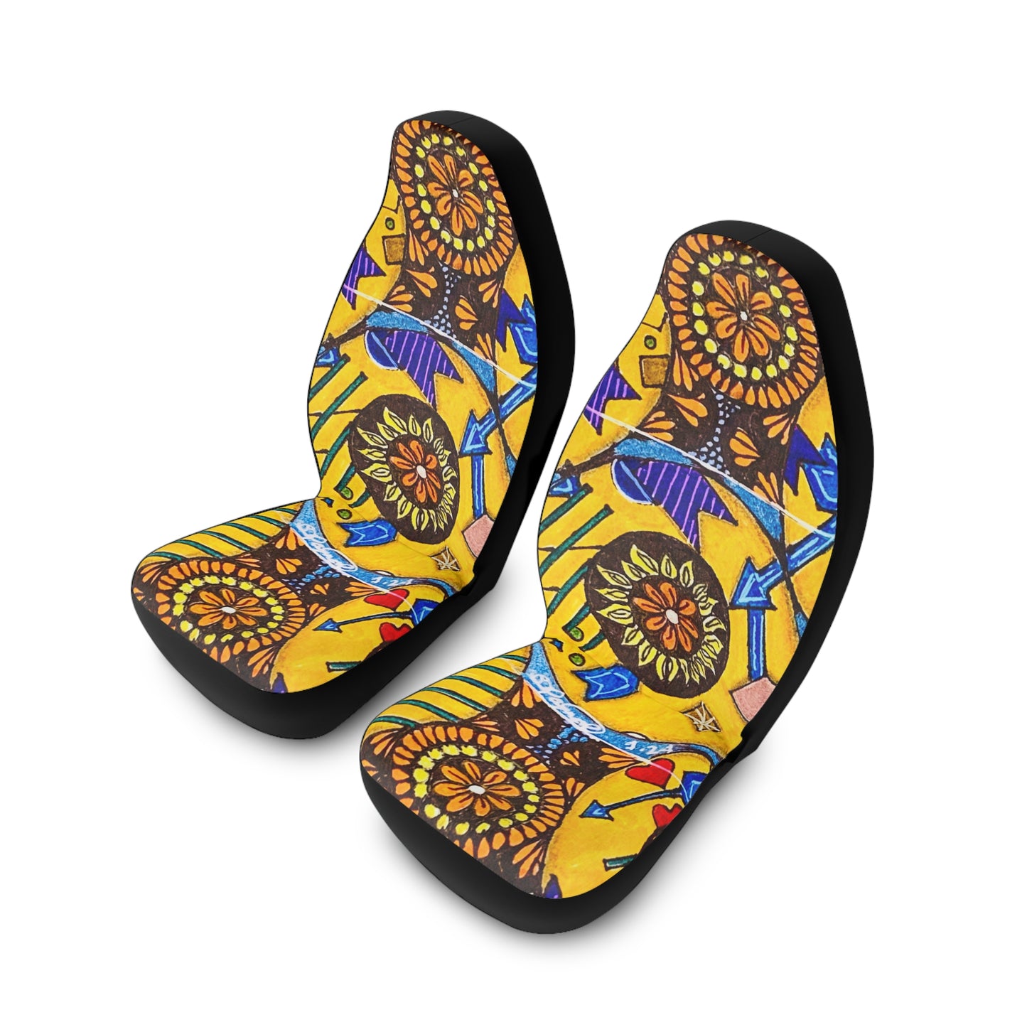 Flower Doodle Polyester Car Seat Covers