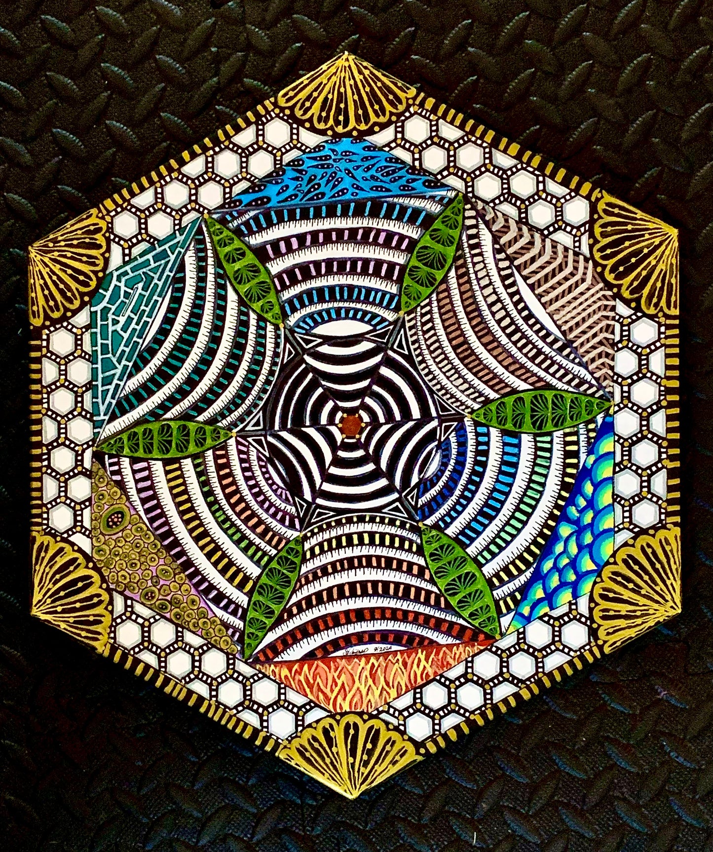 Confusing the MS- Acrylic Painting on 18"x18" Hexagon Canvas