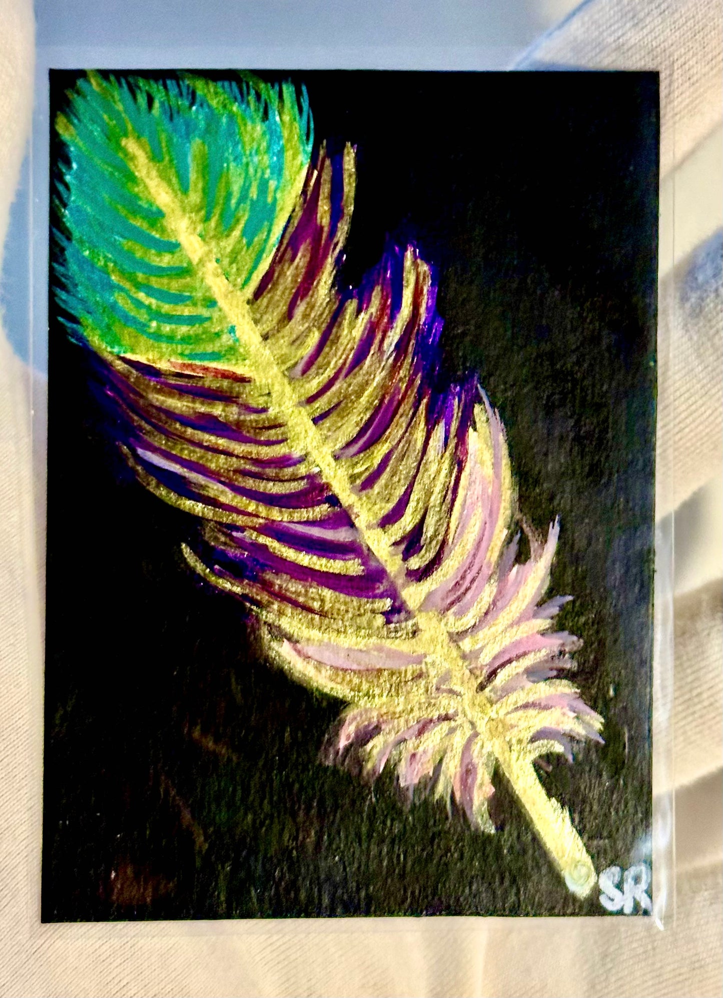 Lucky Feather ACEO Card Mini Collectible Art