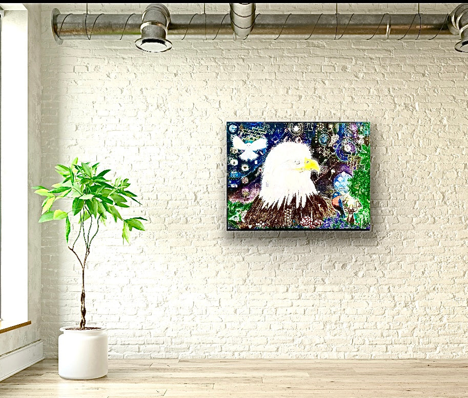 Mystics Eagle and Friends 18"x24" Acrylic on Canvas Painting by Sharmaine Rayner