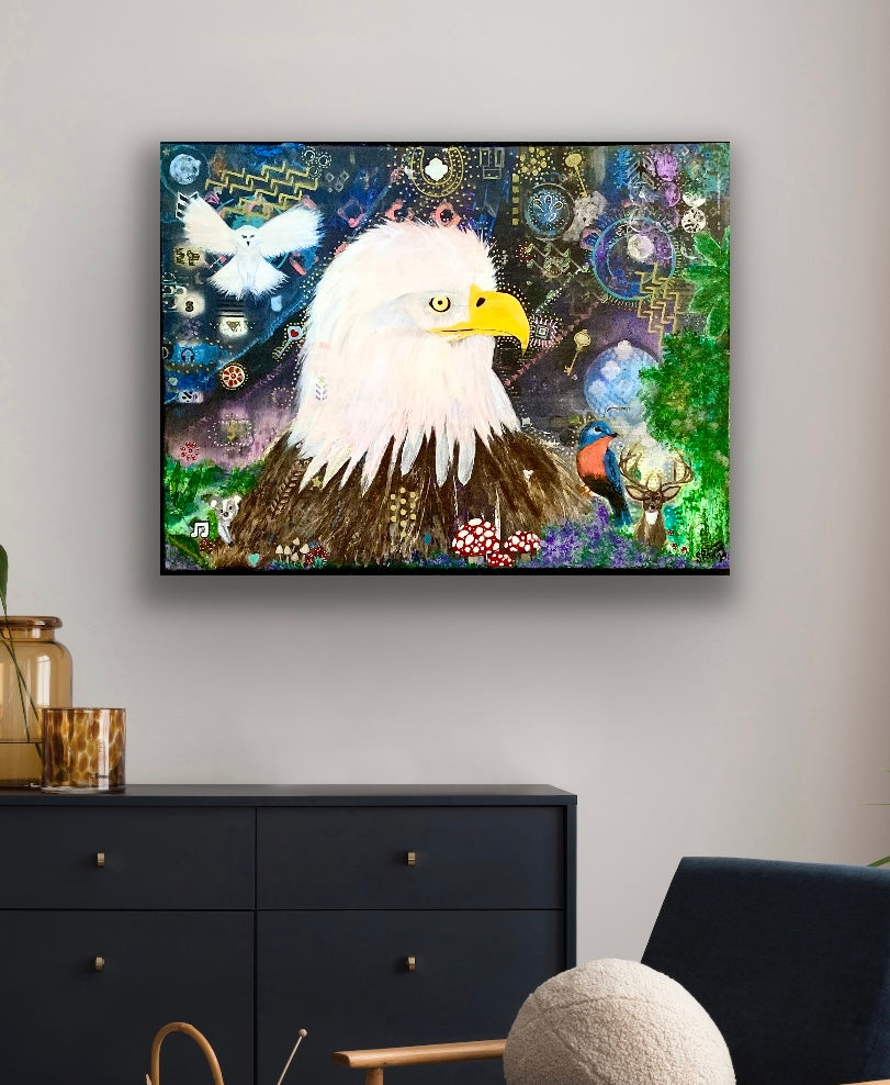 Mystics Eagle and Friends 18"x24" Acrylic on Canvas Painting by Sharmaine Rayner