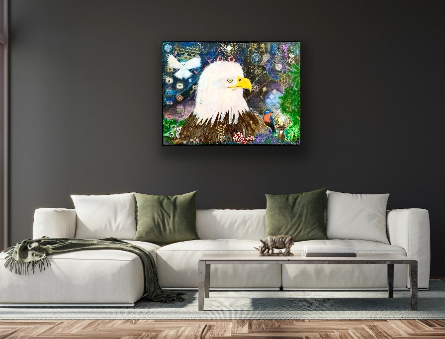 Mystics Eagle and Friends 18"x24" Acrylic on Canvas Painting by Sharmaine Rayner