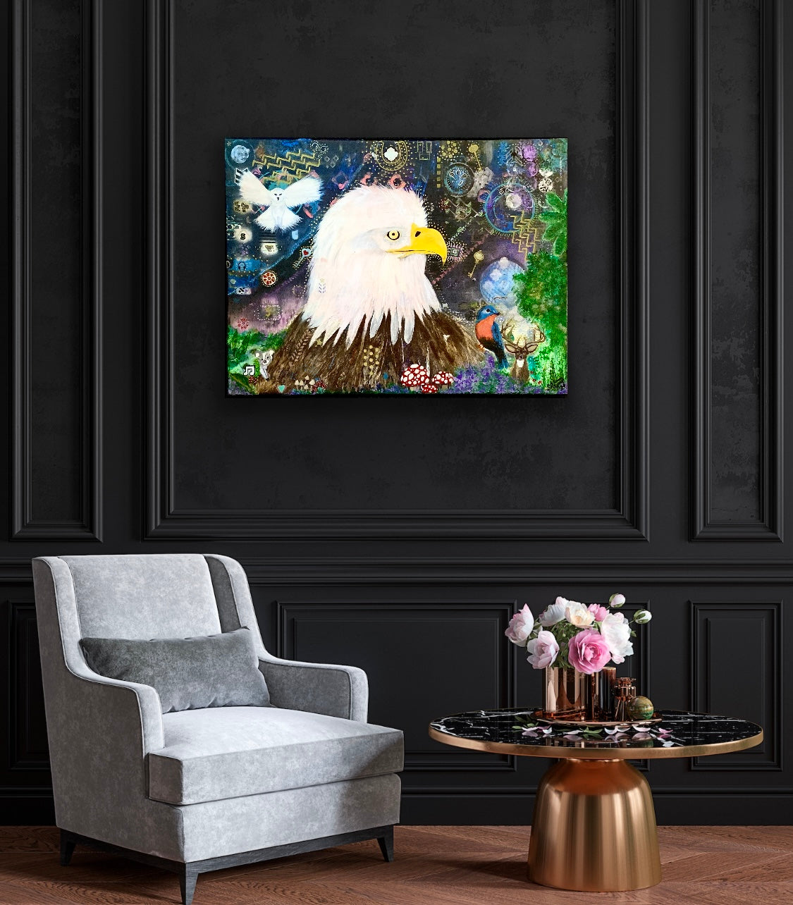 Mystics Eagle and Friends 18"x24" Acrylic on Canvas Painting by Sharmaine Rayner