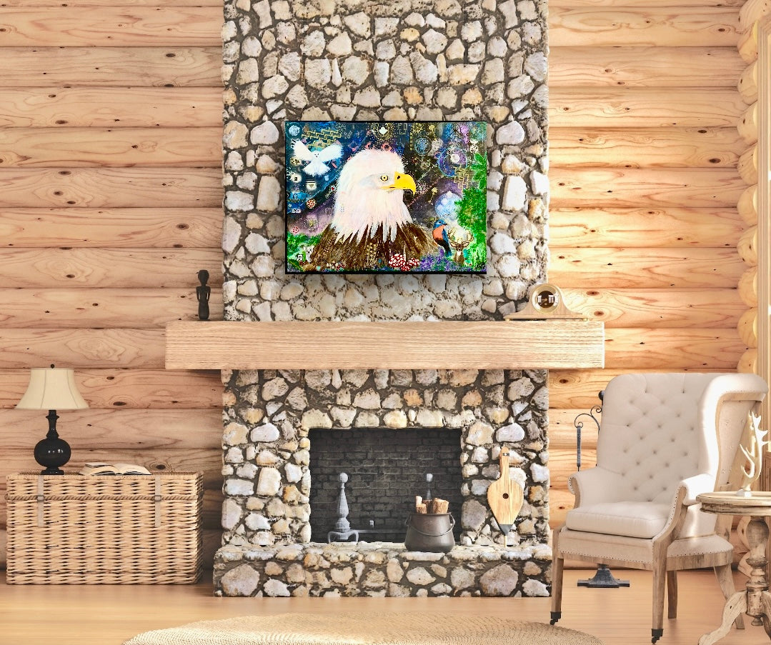 Mystics Eagle and Friends 18"x24" Acrylic on Canvas Painting by Sharmaine Rayner