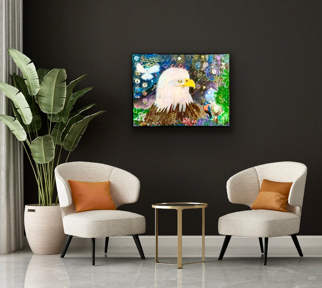 Mystics Eagle and Friends 18"x24" Acrylic on Canvas Painting by Sharmaine Rayner