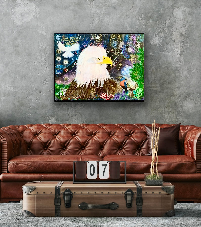 Mystics Eagle and Friends 18"x24" Acrylic on Canvas Painting by Sharmaine Rayner