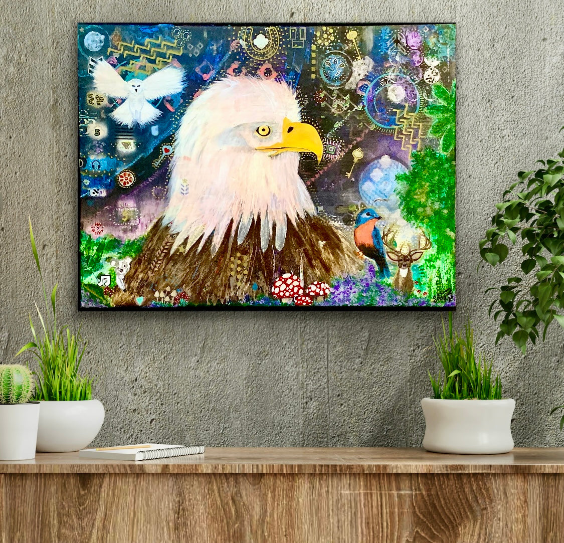 Mystics Eagle and Friends 18"x24" Acrylic on Canvas Painting by Sharmaine Rayner