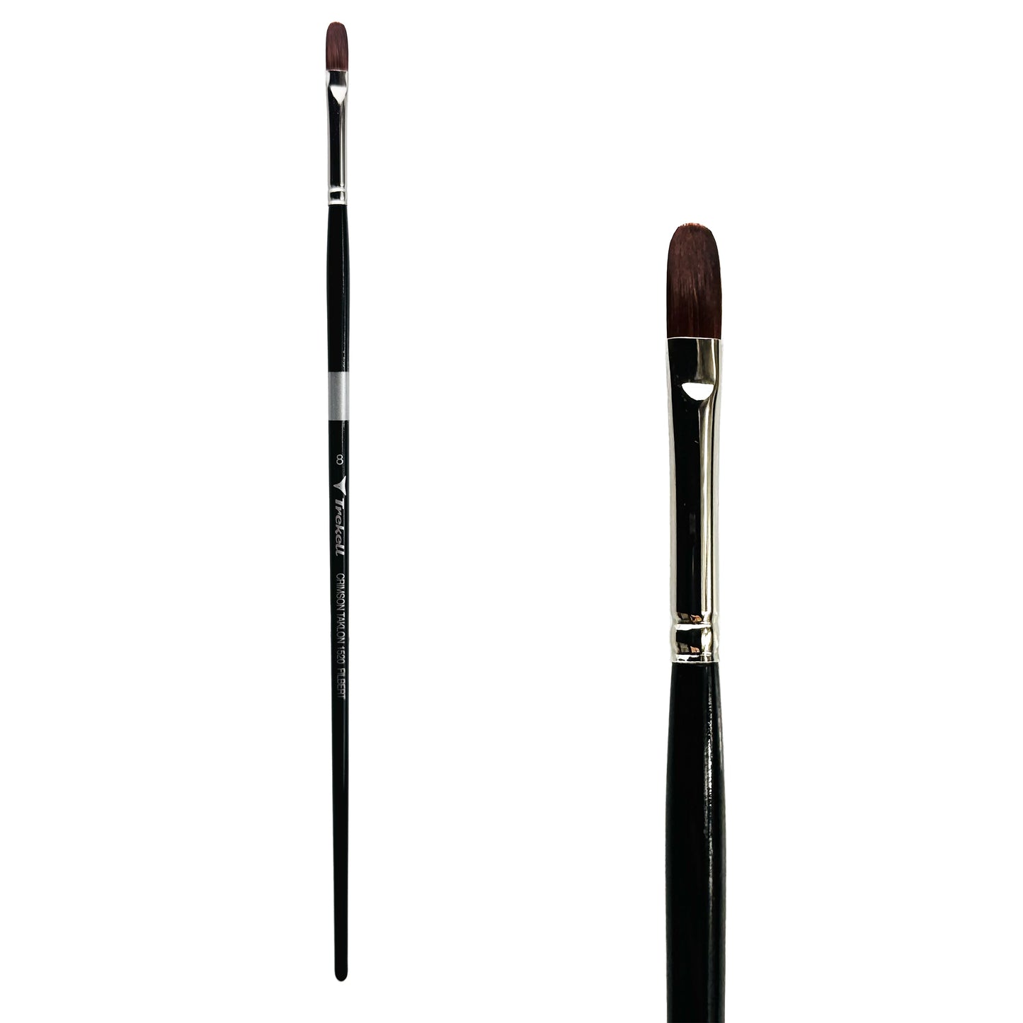 Trekell Crimson Taklon Long Handle Artist Brush- Size #8 Filbert
