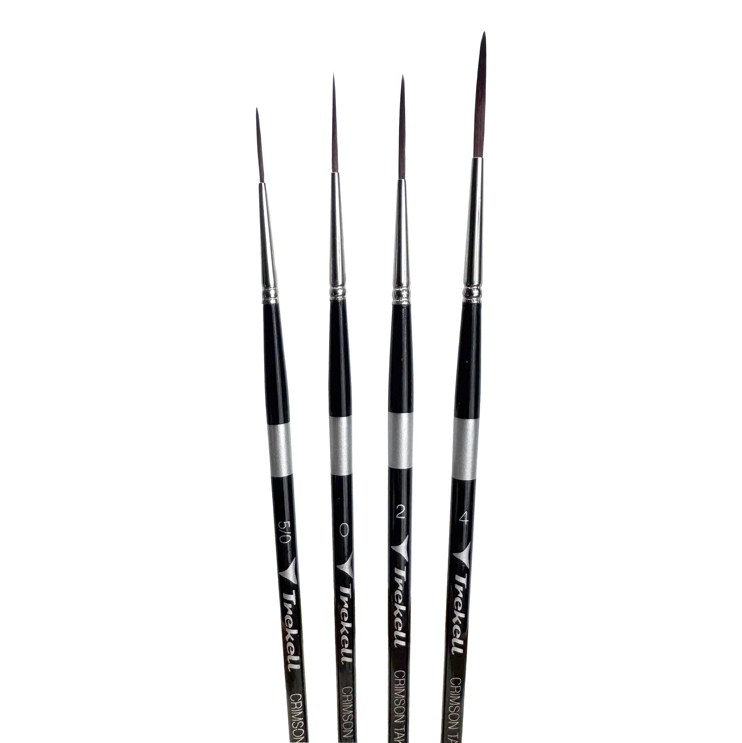 Trekell Crimson Taklon Short Handle Artist Brush - Complete Set - Script/Rigger