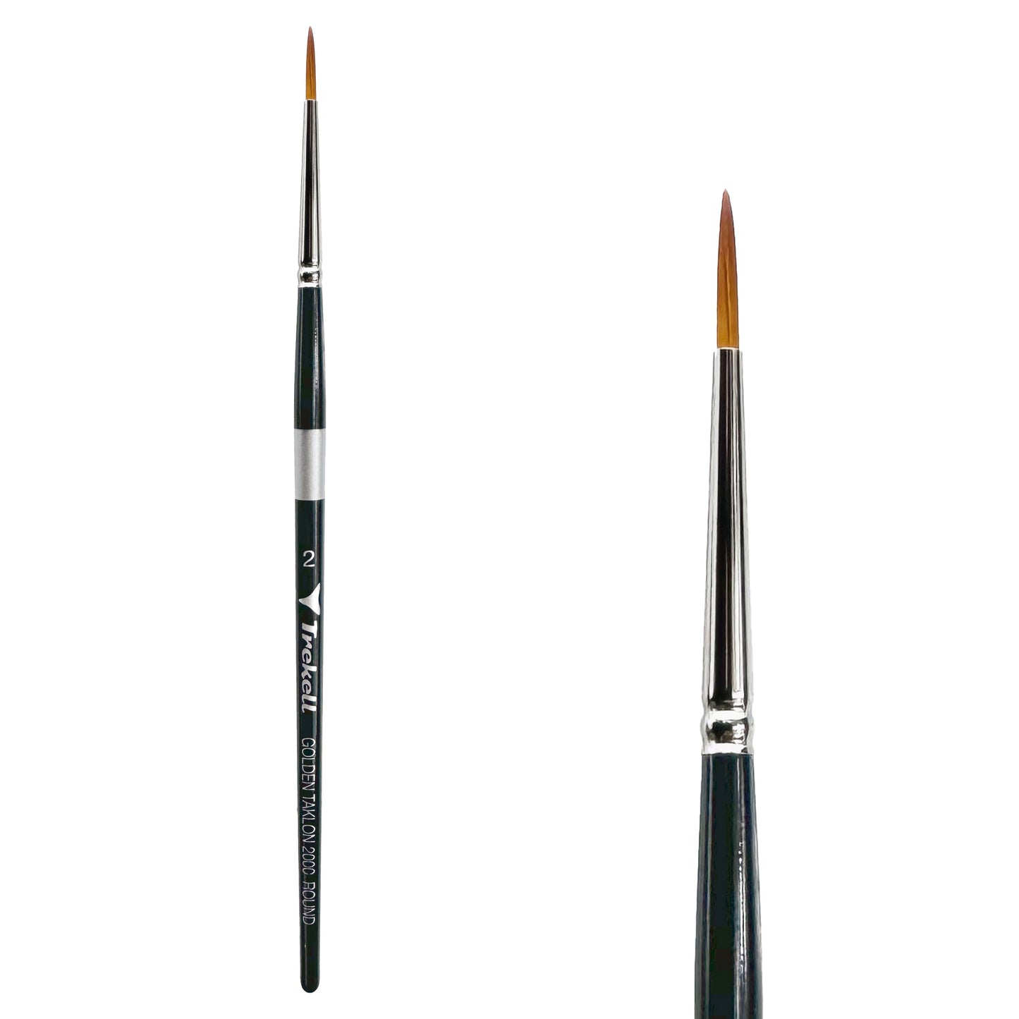 Trekell Golden Taklon Short Handle Artist Brush - Size #2 Round