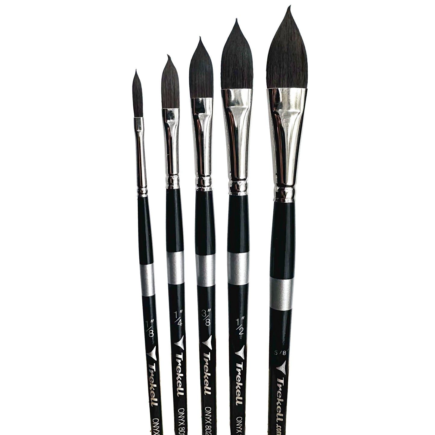 Trekell Onyx Synthetic Squirrel Short Handle Artist Brush - Complete Brush Set - Oval Wash