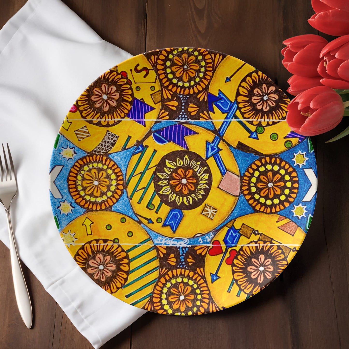 Flower Doodle 10" Plate