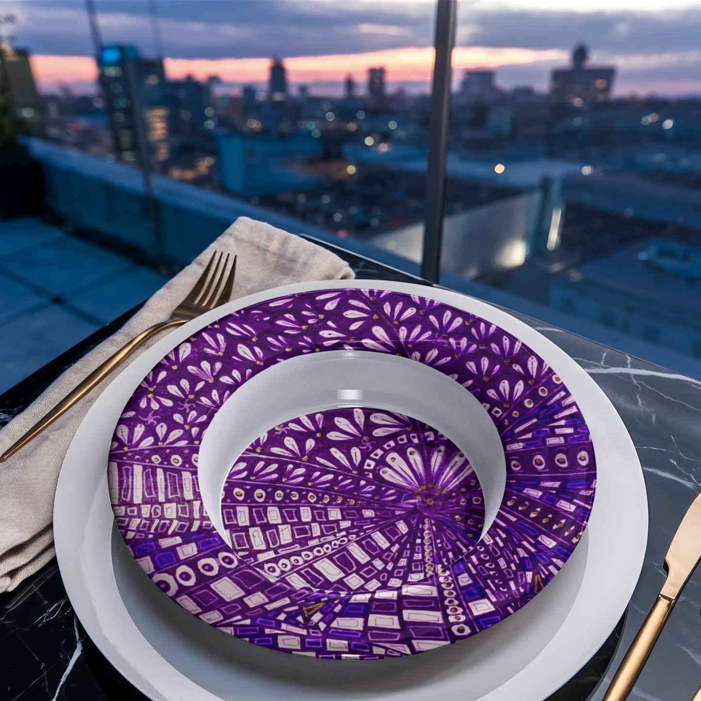 Purple Doodle 8.5" Bowl