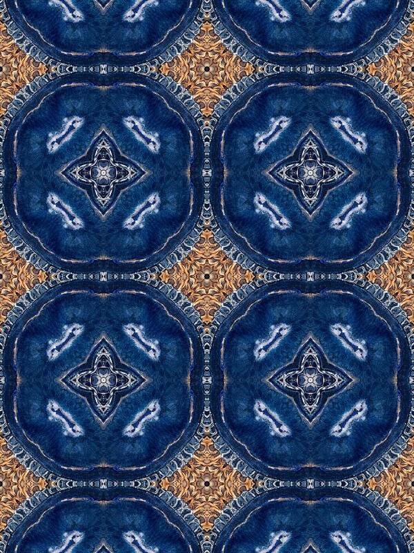 Blue Striped Agate Abstract I - Art Print