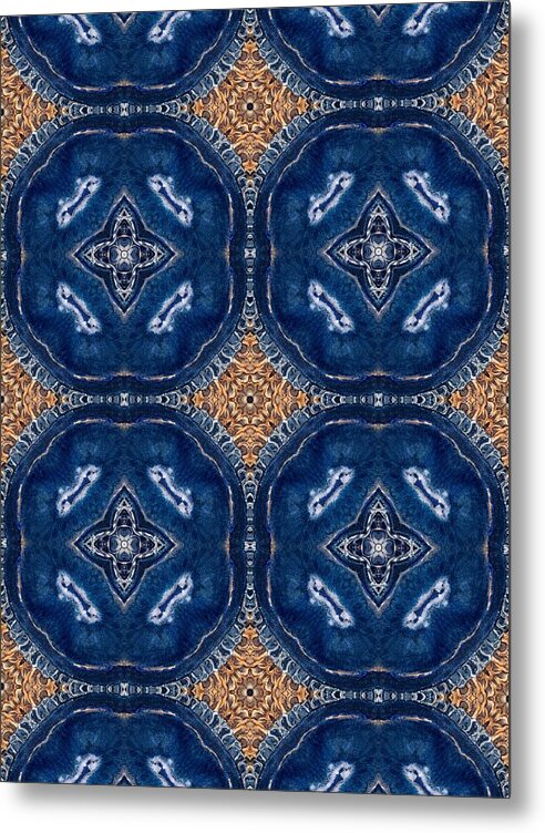 Blue Striped Agate Abstract I - Metal Print