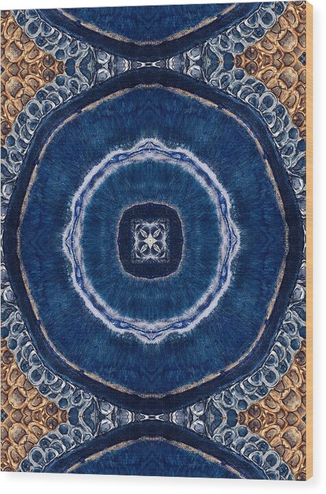 Blue Striped Agate Abstract II - Wood Print