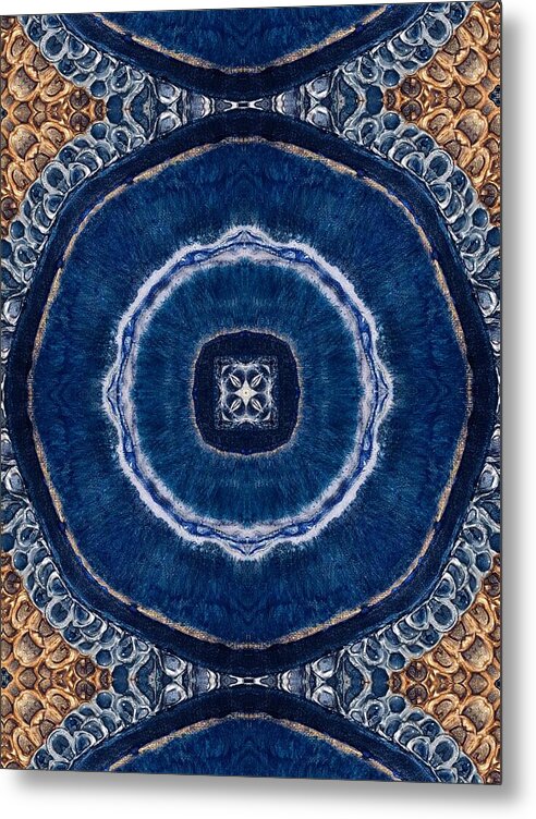 Blue Striped Agate Abstract II - Metal Print