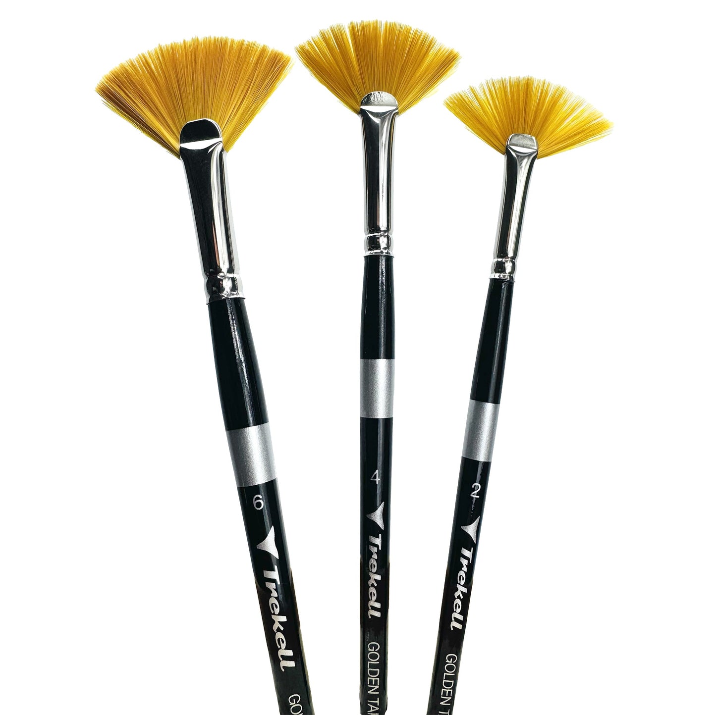 Trekell Golden Taklon Short Handle Artist Brush - Complete Set - Fan