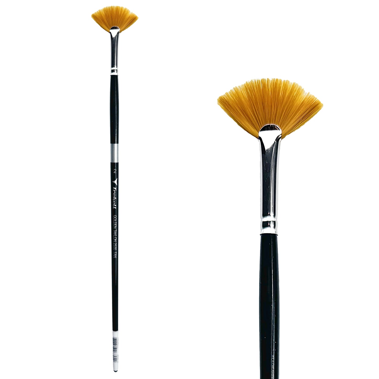 Trekell Golden Taklon Long Handle Artist Brush - Size #2 Fan