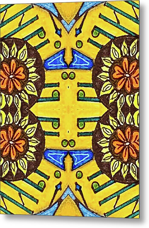 Flower Doodle Drawing II - Metal Print