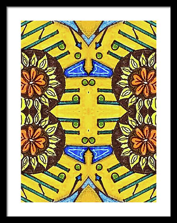 Flower Doodle Drawing II - Framed Print