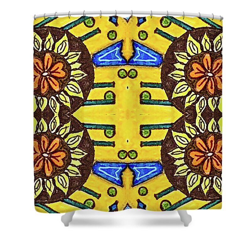 Flower Doodle Drawing II - Shower Curtain
