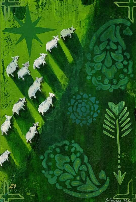 Goats in a Field - Art Print