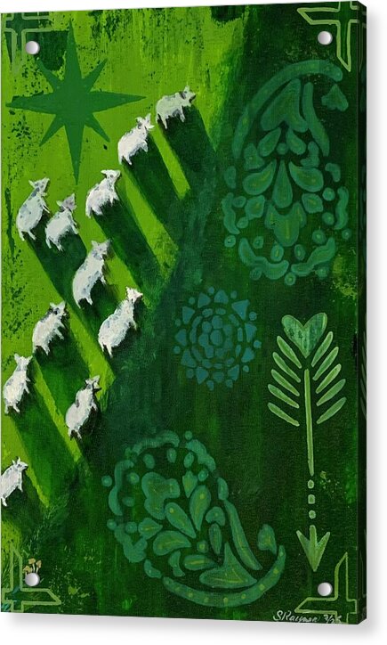 Goats in a Field - Acrylic Print