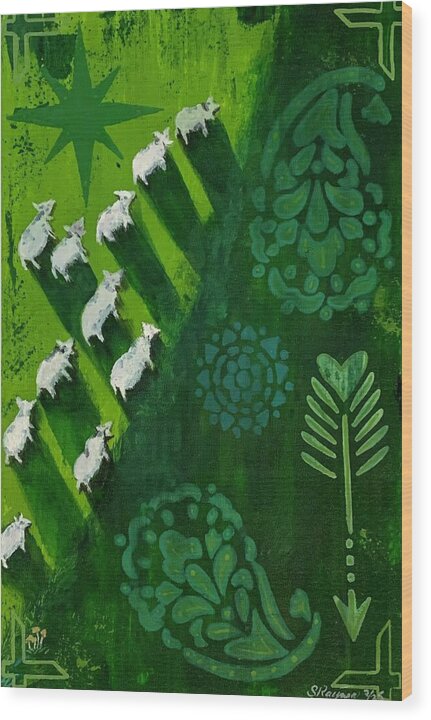 Goats in a Field - Wood Print