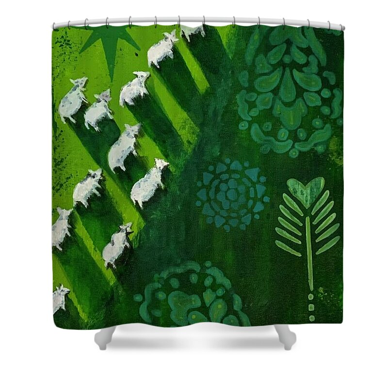 Goats in a Field - Shower Curtain