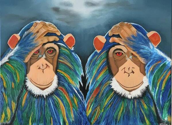 Monkeys In The Rain - Unframed Art Print