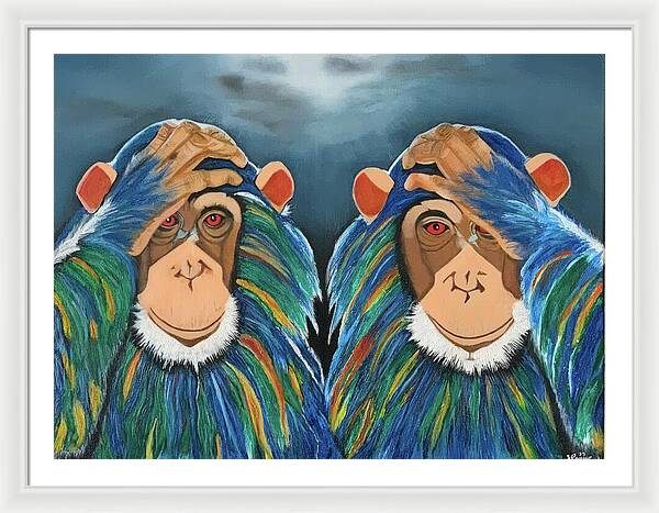 Monkeys In The Rain - Framed Print