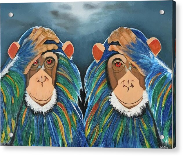 Monkeys In The Rain - Acrylic Print