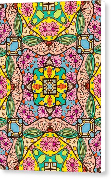 Pink Flower Doodle - Canvas Print