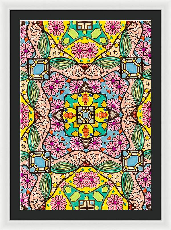 Pink Flower Doodle - Framed Print