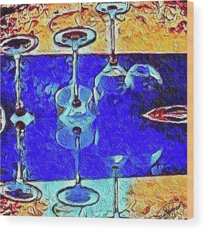 Wine Glass Art - Wood Print