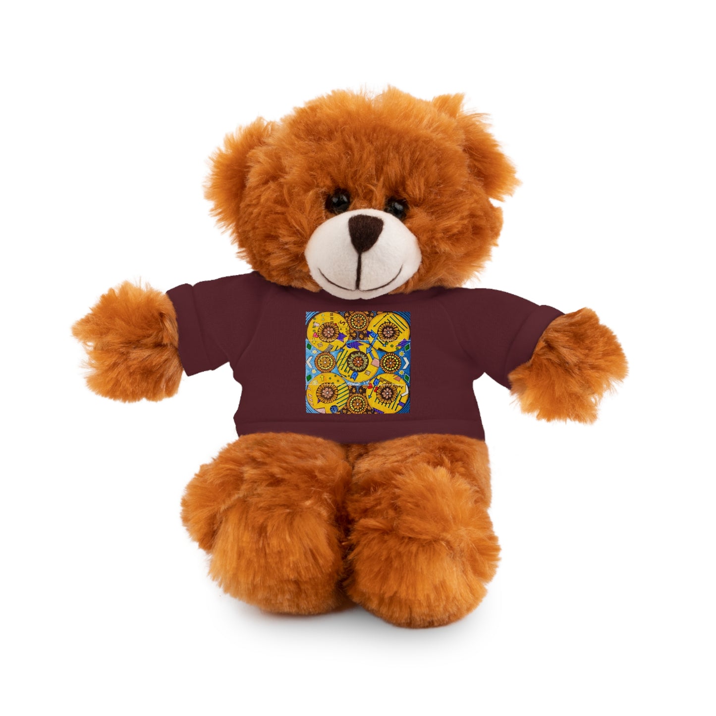 Plush Teddy Bear with Flower Doodle Tee