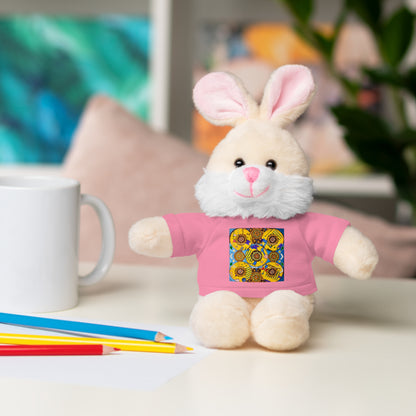 Plush Teddy Bear with Flower Doodle Tee
