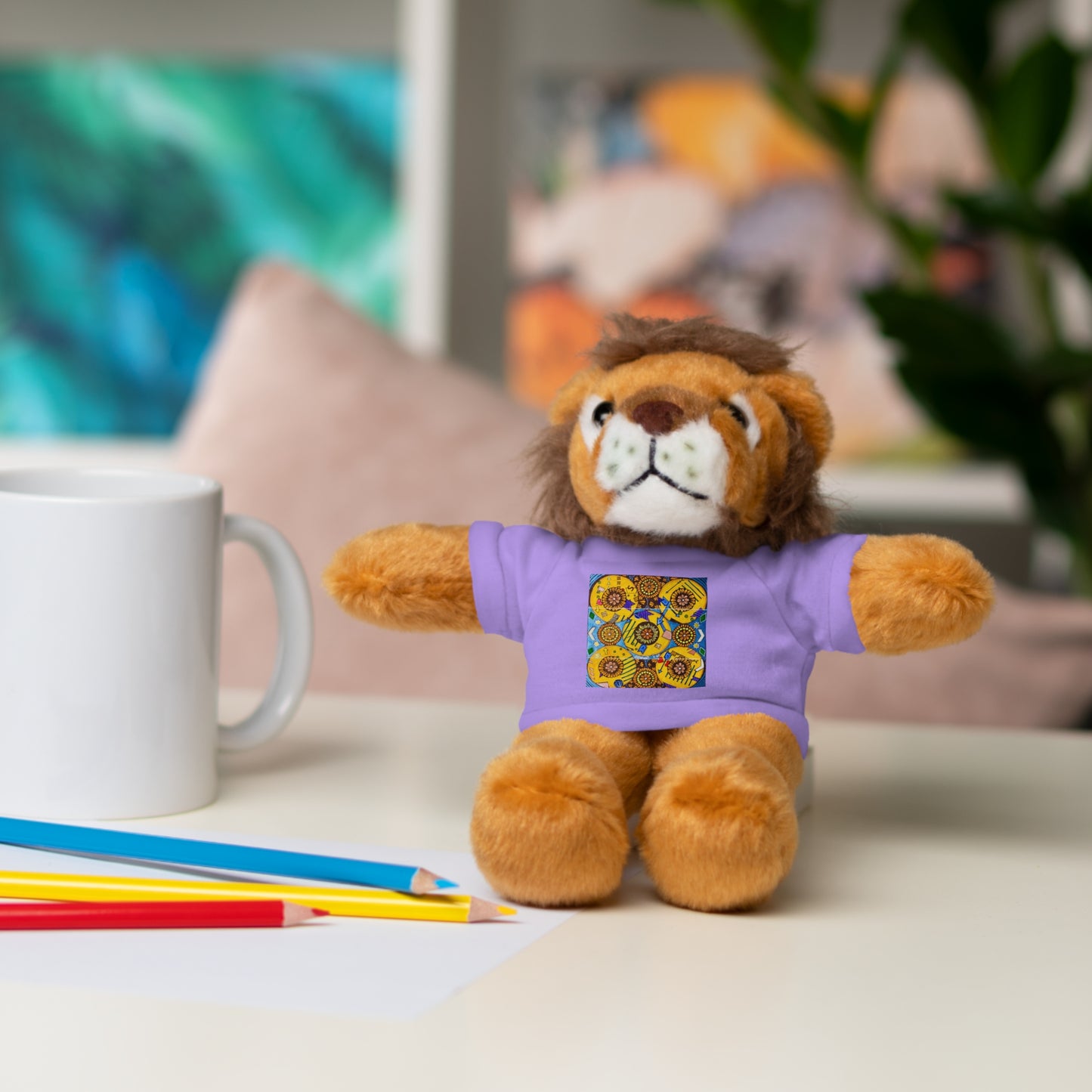 Plush Teddy Bear with Flower Doodle Tee