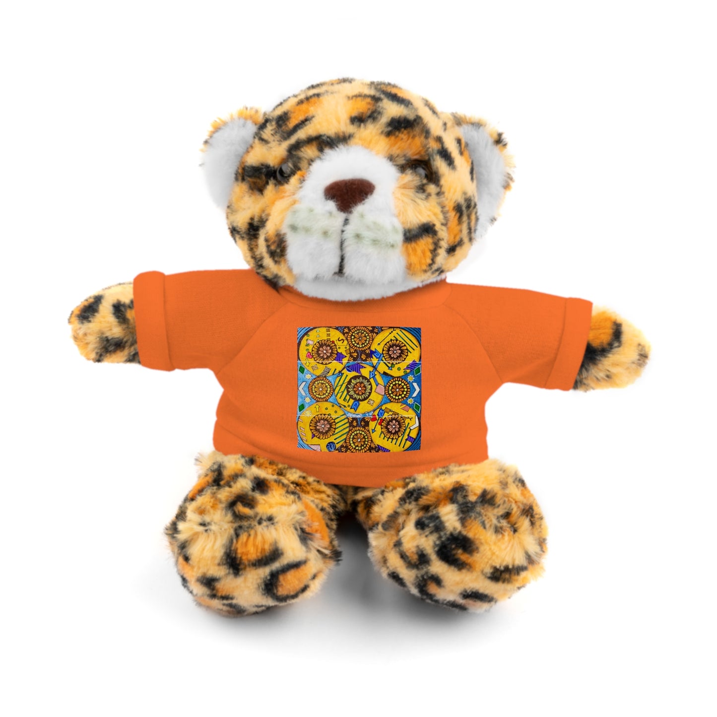 Plush Teddy Bear with Flower Doodle Tee