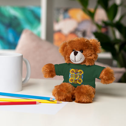 Plush Teddy Bear with Flower Doodle Tee