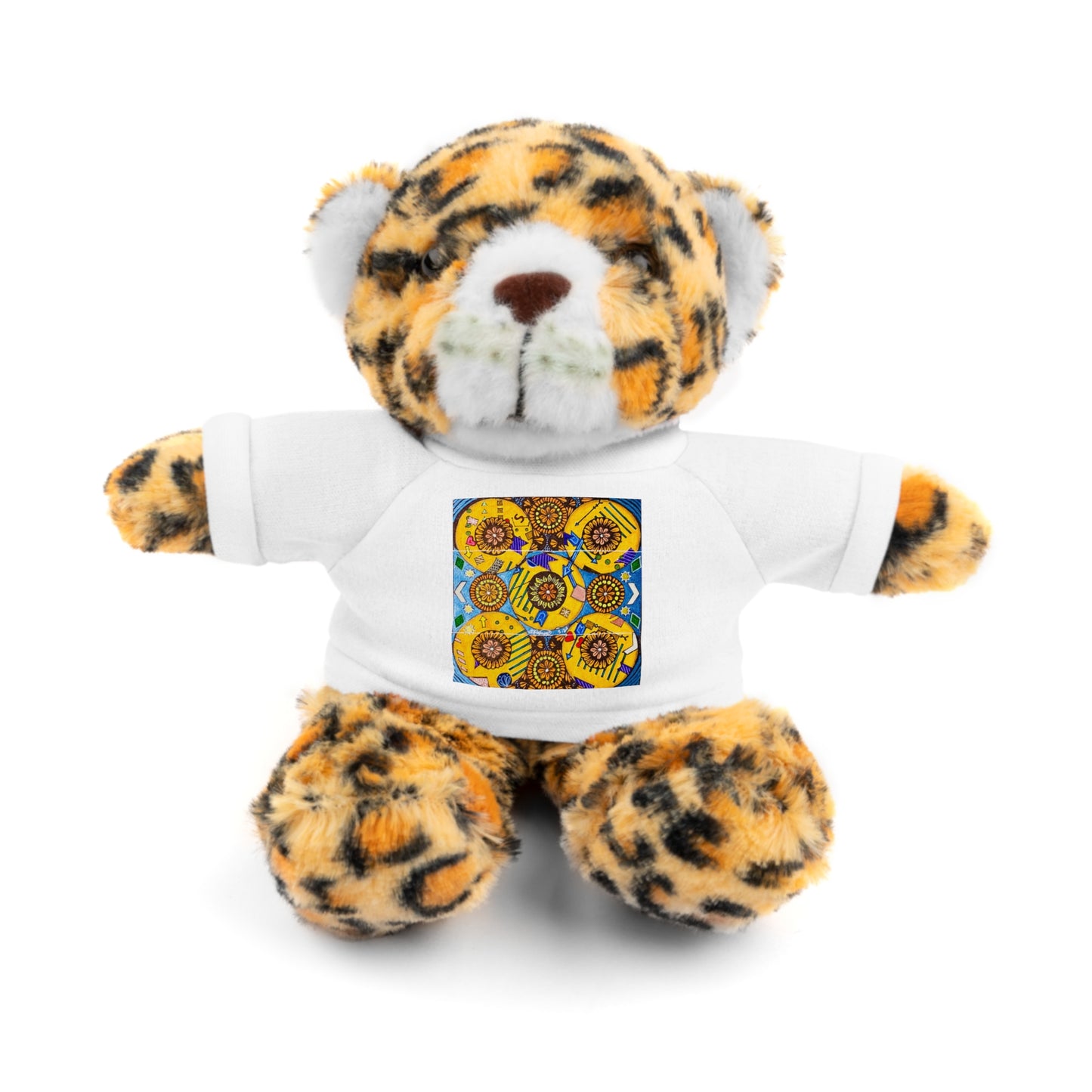 Plush Teddy Bear with Flower Doodle Tee