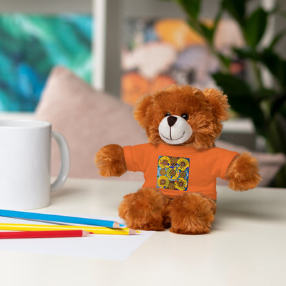 Plush Teddy Bear with Flower Doodle Tee