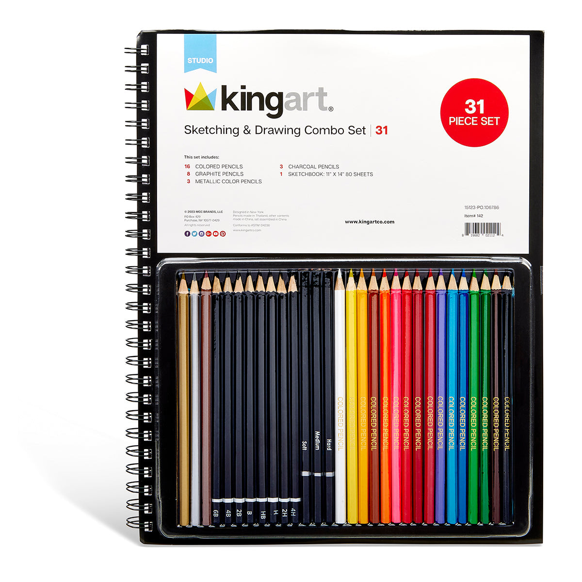 Sketch & Draw Combo, Hardcover Book & 30 pc Pencil Set