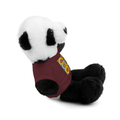 Plush Teddy Bear with Flower Doodle Tee