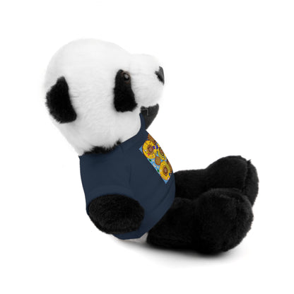 Plush Teddy Bear with Flower Doodle Tee