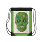 Green Machine Skull Doodle by Sharmaine Rayner Drawstring Bag