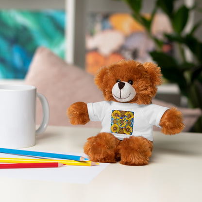 Plush Teddy Bear with Flower Doodle Tee